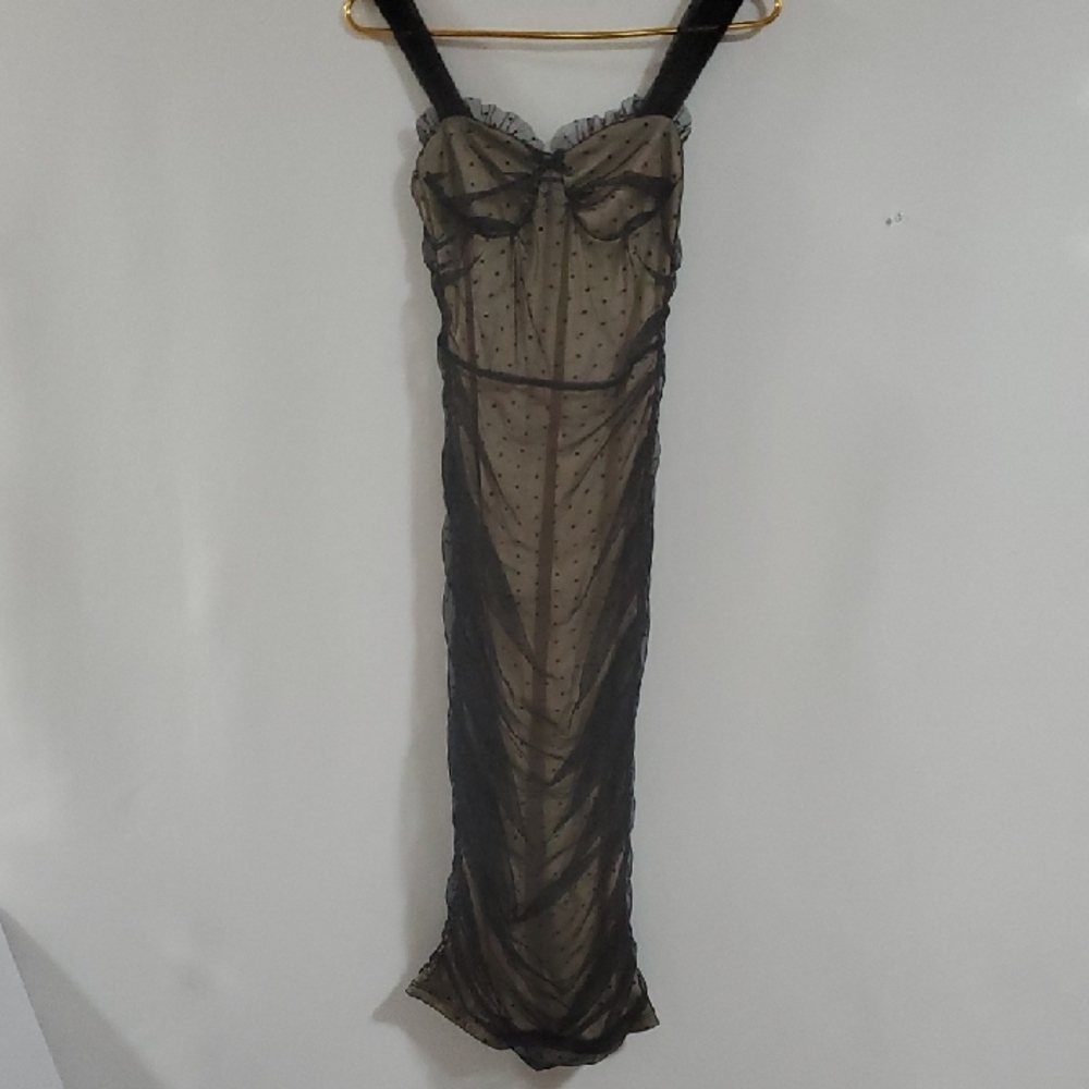 SHEIN Black and Tan Sheer Chemise